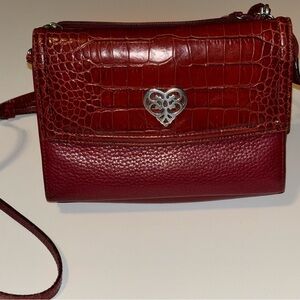 Vintage Brighton Pebbled Leather Croc Crossbody Heart logo bag